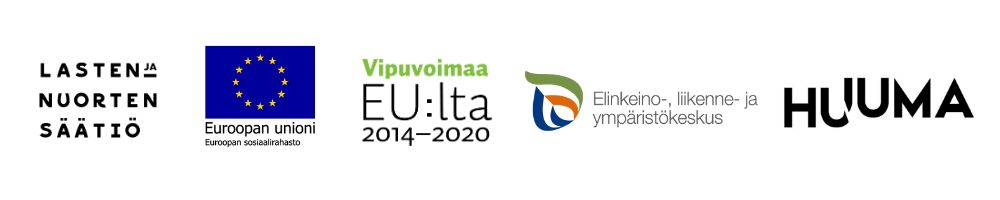 Logot: Lasten ja nuorten säätiö, EU, Vipuvoimaa EU:lta 2014-2020, ELY-keskus, Huuma